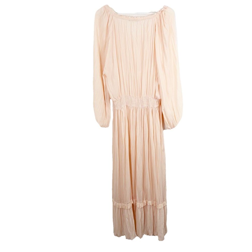 ZARA XXL Peach Maxi Pleated Voluminious Dress With Matching Slip - Picture 7 of 12